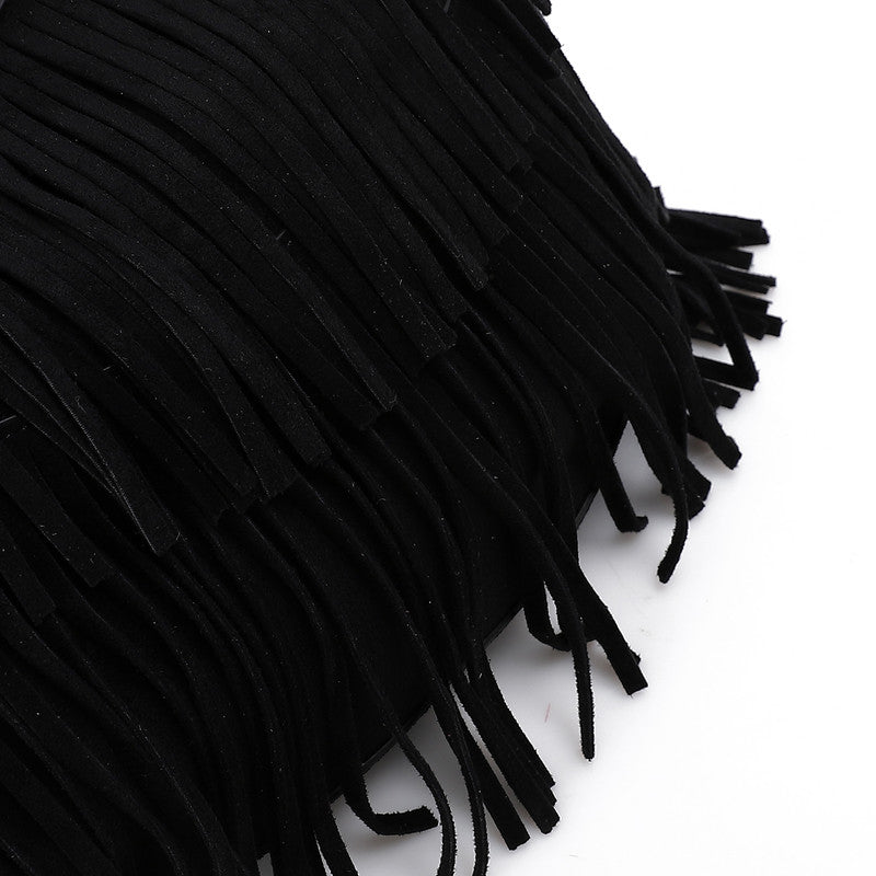 LID-DVTS-010 Suede Fringe Hobo Bag