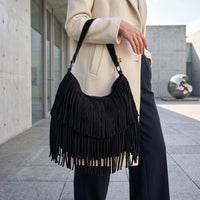 LID-DVTS-010 Suede Fringe Hobo Bag