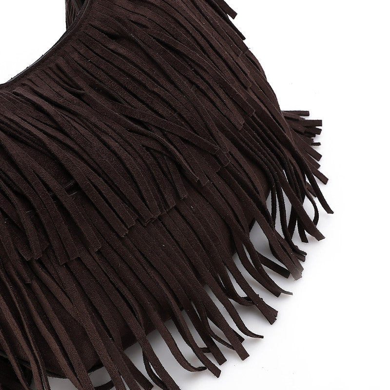 LID-DVTS-010 Suede Fringe Hobo Bag