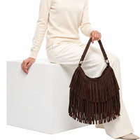 LID-DVTS-010 Suede Fringe Hobo Bag