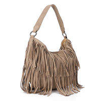 LID-DVTS-010 Suede Fringe Hobo Bag