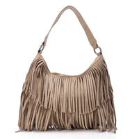 LID-DVTS-010 Suede Fringe Hobo Bag