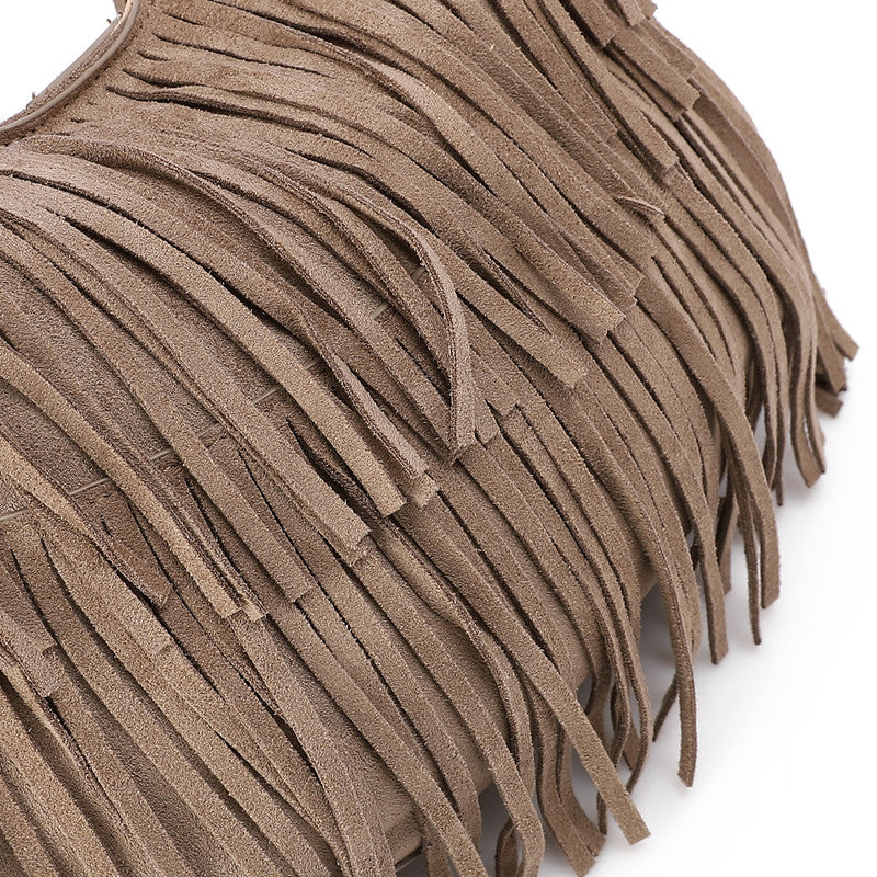 LID-DVTS-010 Suede Fringe Hobo Bag