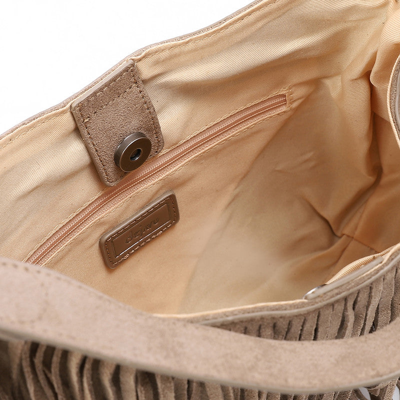LID-DVTS-010 Suede Fringe Hobo Bag