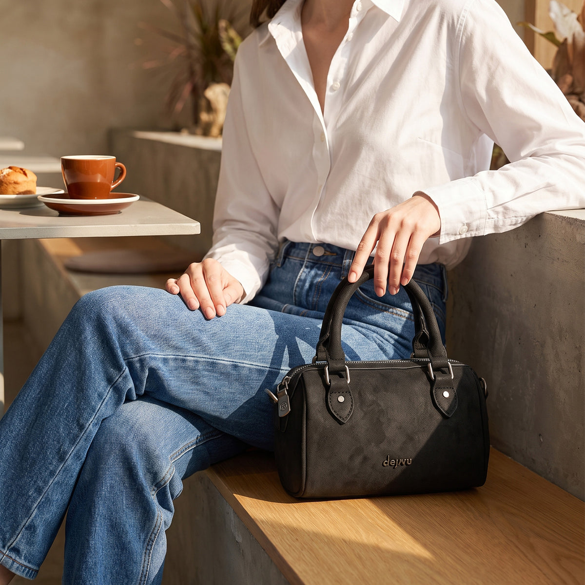 LID-DVTS-013 Suede Duffle Crossbody Bag