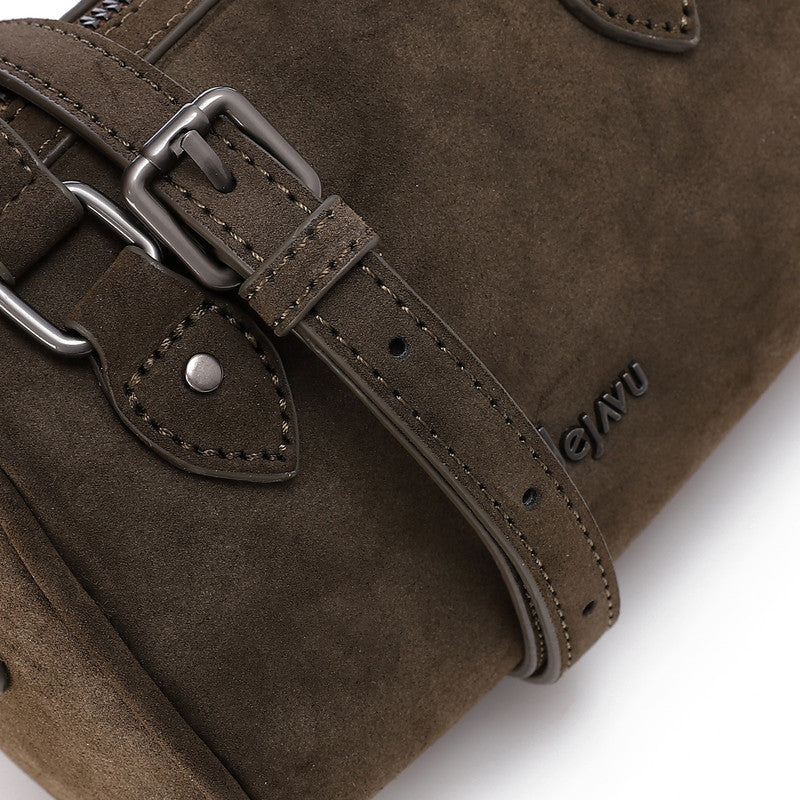 LID-DVTS-013 Suede Duffle Crossbody Bag