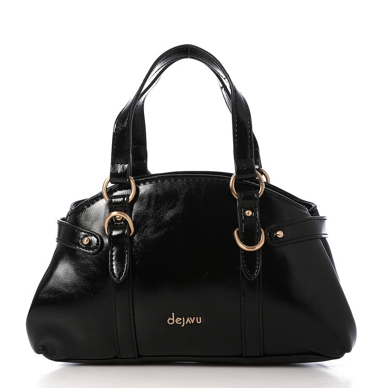 LID-DVTS-015 Glossy Belted Top-Handle Handbag