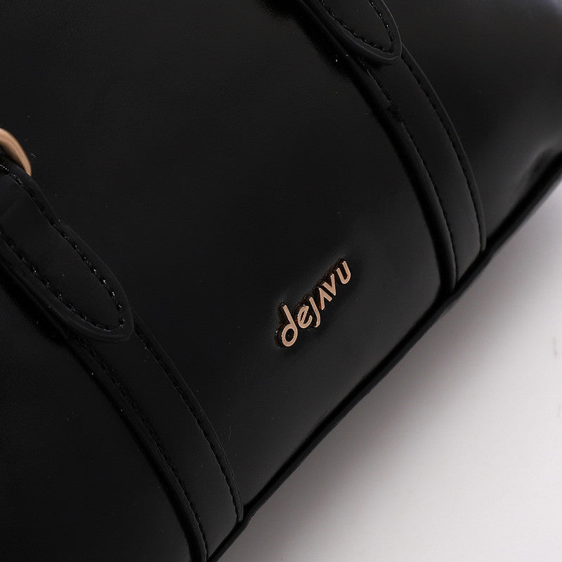 LID-DVTS-015 Glossy Belted Top-Handle Handbag