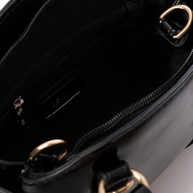LID-DVTS-015 Glossy Belted Top-Handle Handbag