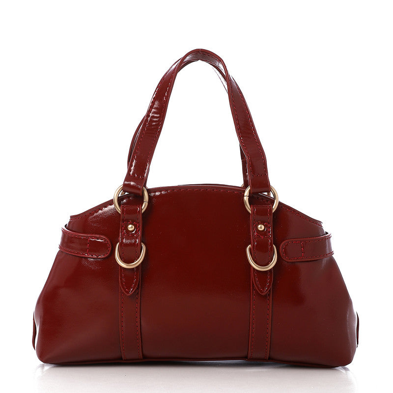 LID-DVTS-015 Glossy Belted Top-Handle Handbag