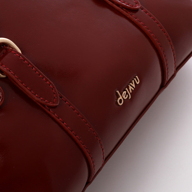 LID-DVTS-015 Glossy Belted Top-Handle Handbag
