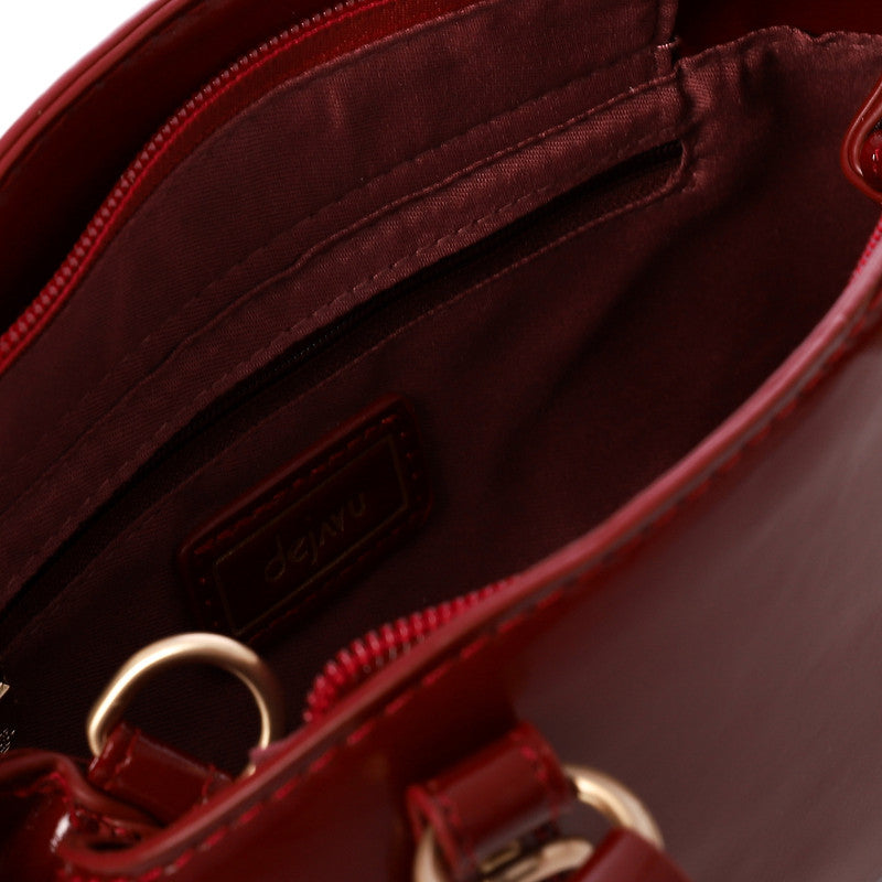 LID-DVTS-015 Glossy Belted Top-Handle Handbag