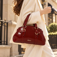 LID-DVTS-015 Glossy Belted Top-Handle Handbag