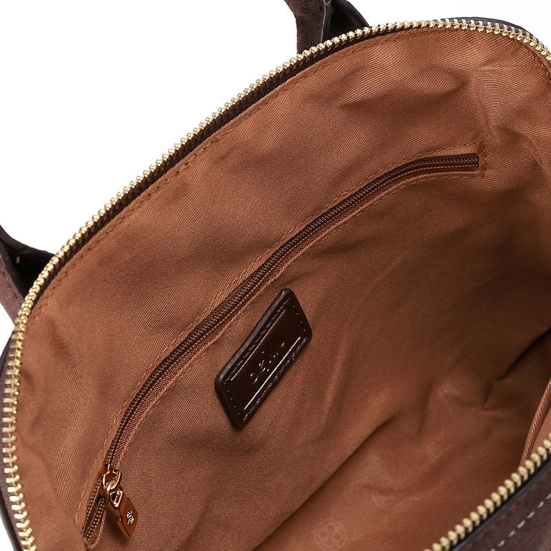LID-DVTS-016 Croc Embossed Suede Top-Handle Bag