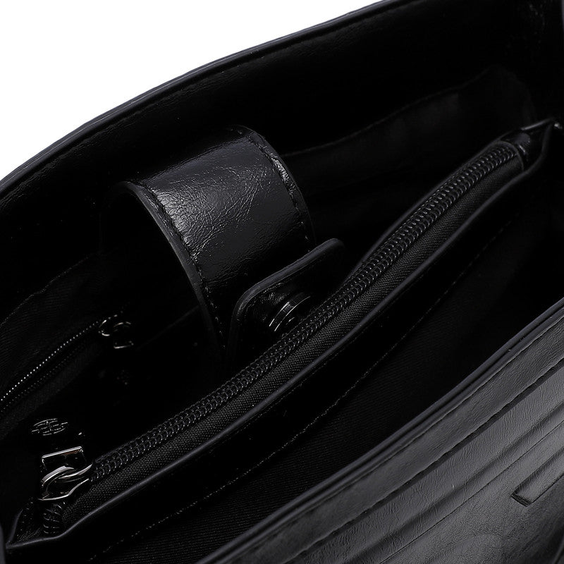 LID-DVTS-034 Embossed Logo Leather Shoulder Bag