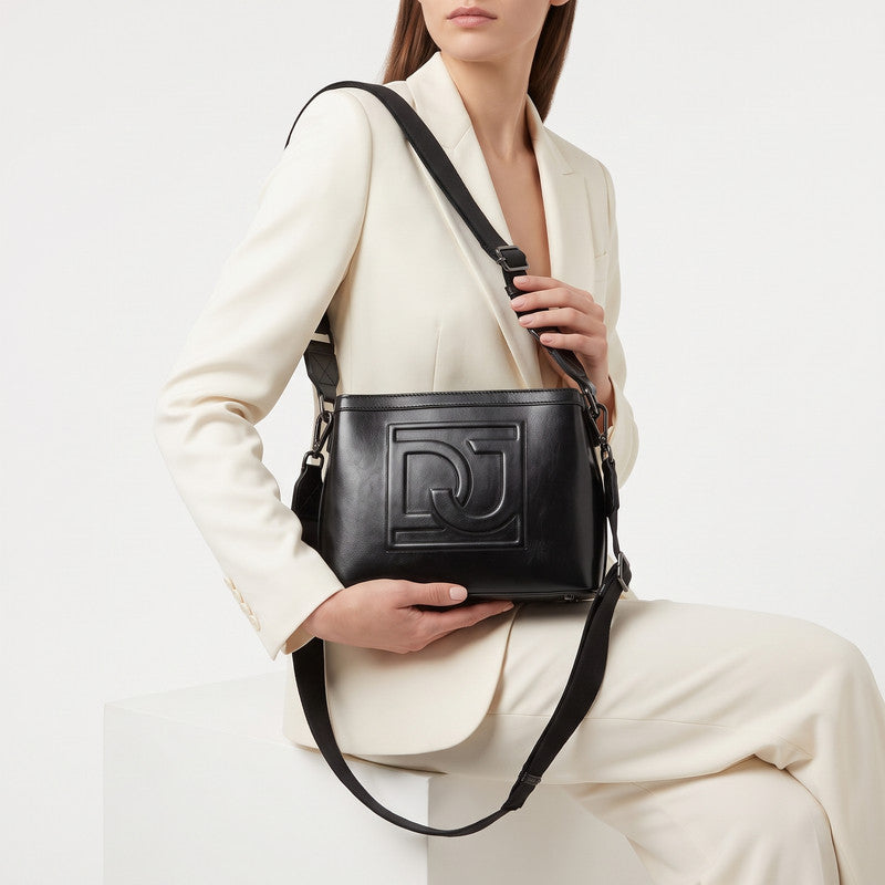 LID-DVTS-034 Embossed Logo Leather Shoulder Bag