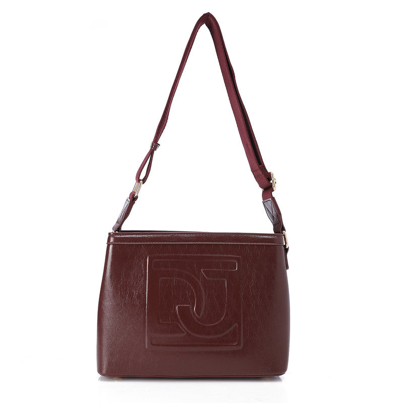 LID-DVTS-034 Embossed Logo Leather Shoulder Bag