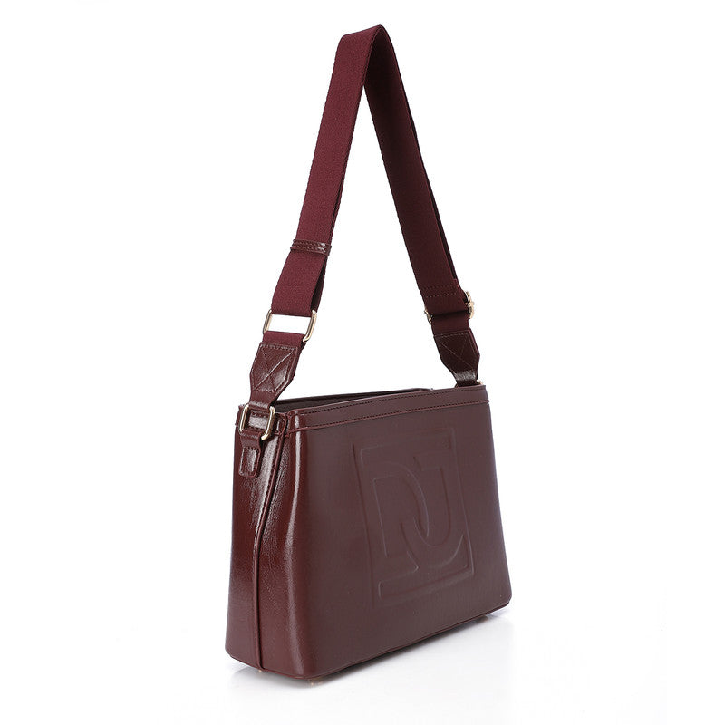 LID-DVTS-034 Embossed Logo Leather Shoulder Bag
