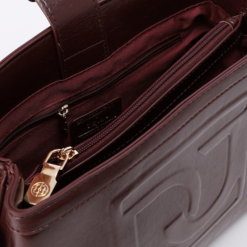 LID-DVTS-034 Embossed Logo Leather Shoulder Bag