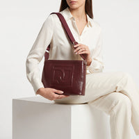LID-DVTS-034 Embossed Logo Leather Shoulder Bag