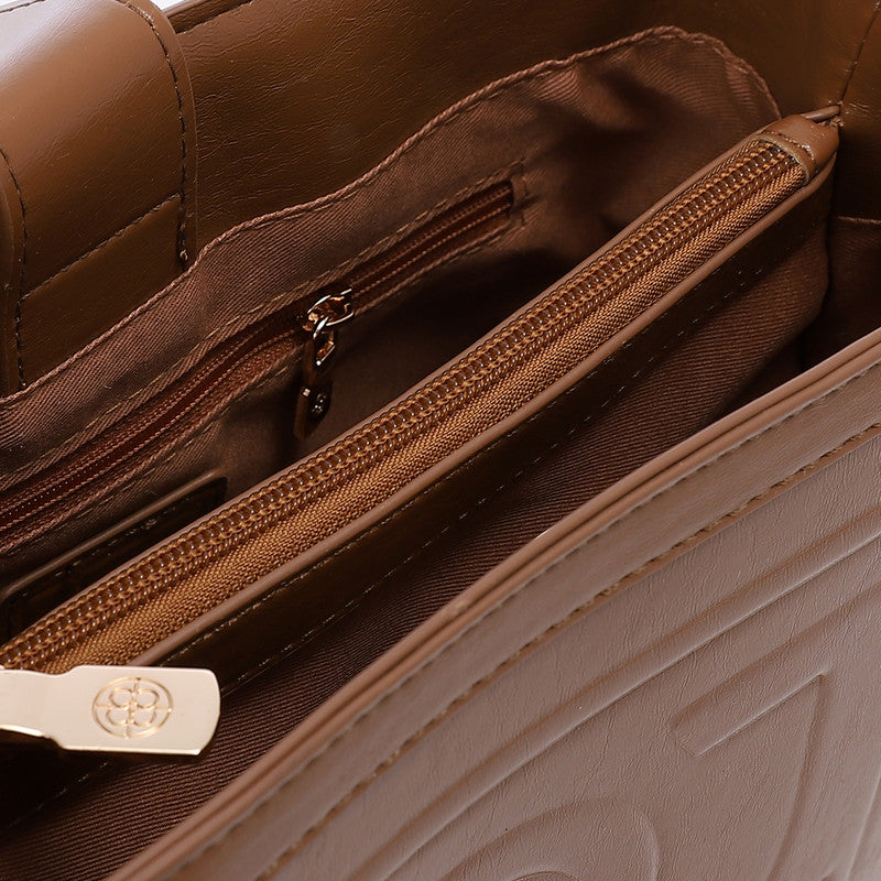 LID-DVTS-034 Embossed Logo Leather Shoulder Bag
