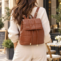 LID-DVTS-036 Leather Quilted Drawstring Backpack