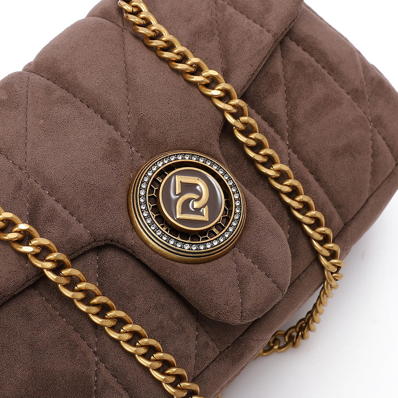 LID-DVTS-037 Gold Logo Chain Straps Shoulder Bag