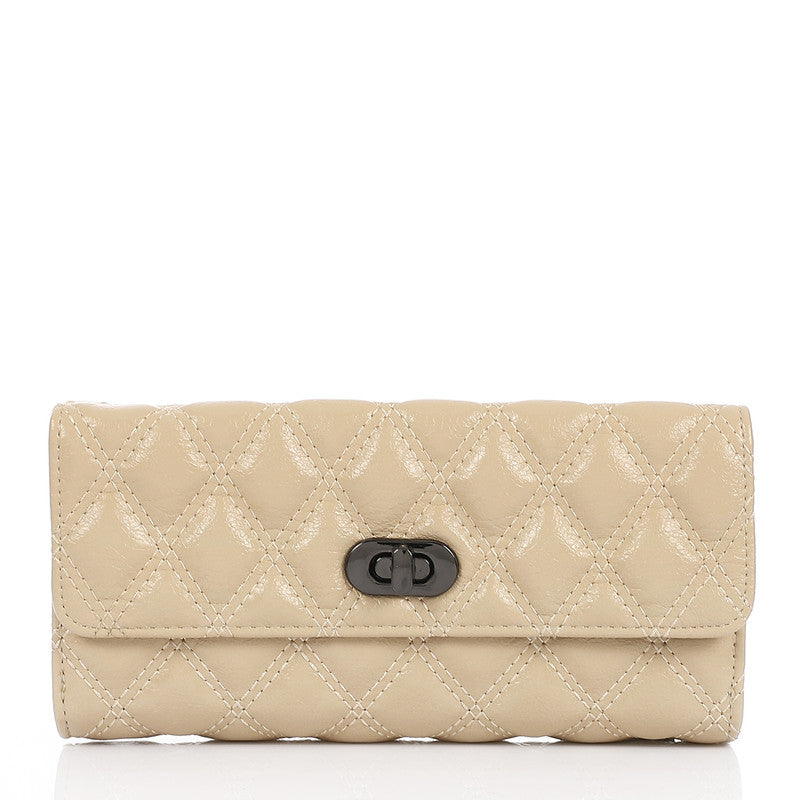 LID-DVTV-055 Lock Closure Quilted Wallet