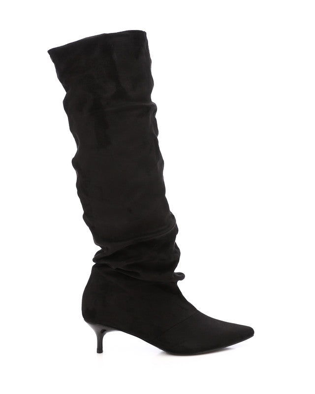 PRD-DVTS-014 Pointed Toe Suede Heel Knee-High Boots