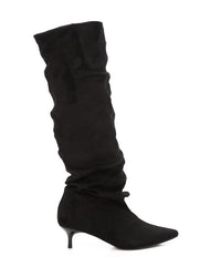 PRD-DVTS-014 Pointed Toe Suede Heel Knee-High Boots
