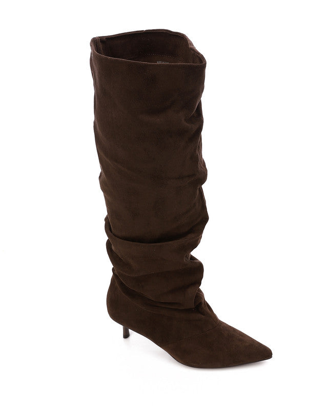PRD-DVTS-014 Pointed Toe Suede Heel Knee-High Boots