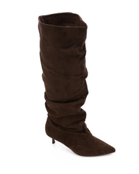 PRD-DVTS-014 Pointed Toe Suede Heel Knee-High Boots