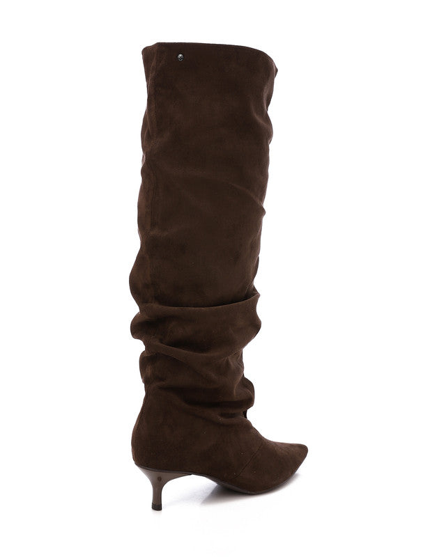 PRD-DVTS-014 Pointed Toe Suede Heel Knee-High Boots