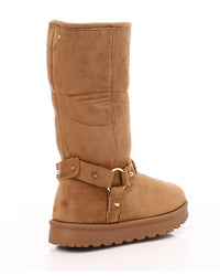 PRD-DVTS-025 Round Toe Suede Harness High-Knee Boots