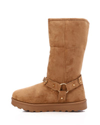 PRD-DVTS-025 Round Toe Suede Harness High-Knee Boots