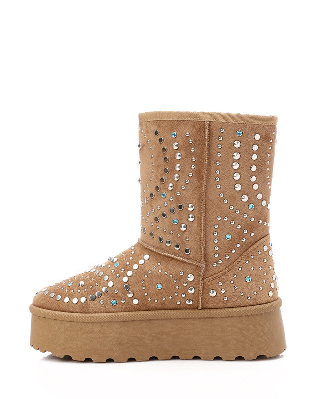 PRD-DVTS-026 Studded Faux Fur Platform Knee-High Boots