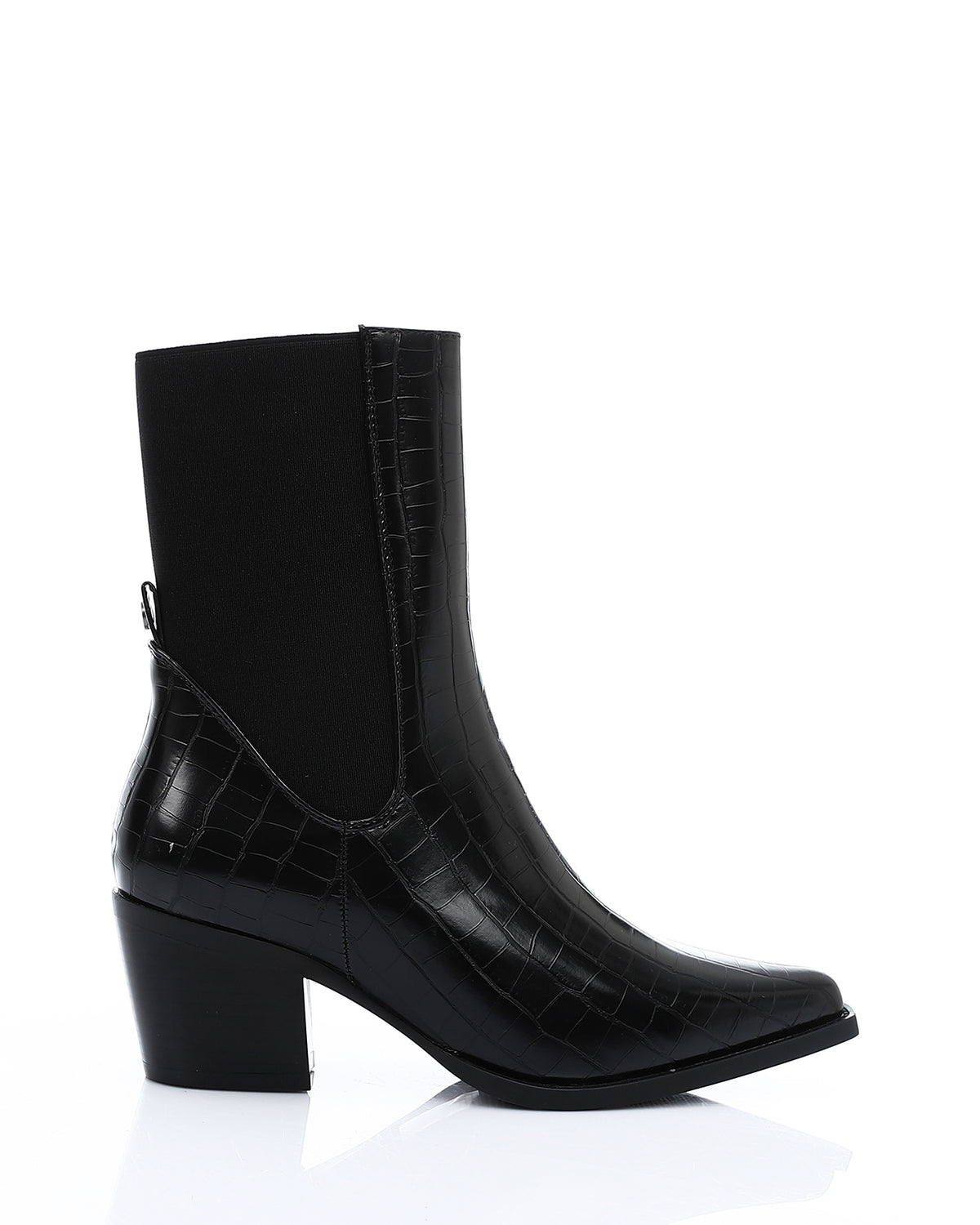 SUN-DVTV-010 Croc-Effect Leather Ankle Boots