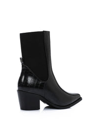 SUN-DVTV-010 Croc-Effect Leather Ankle Boots