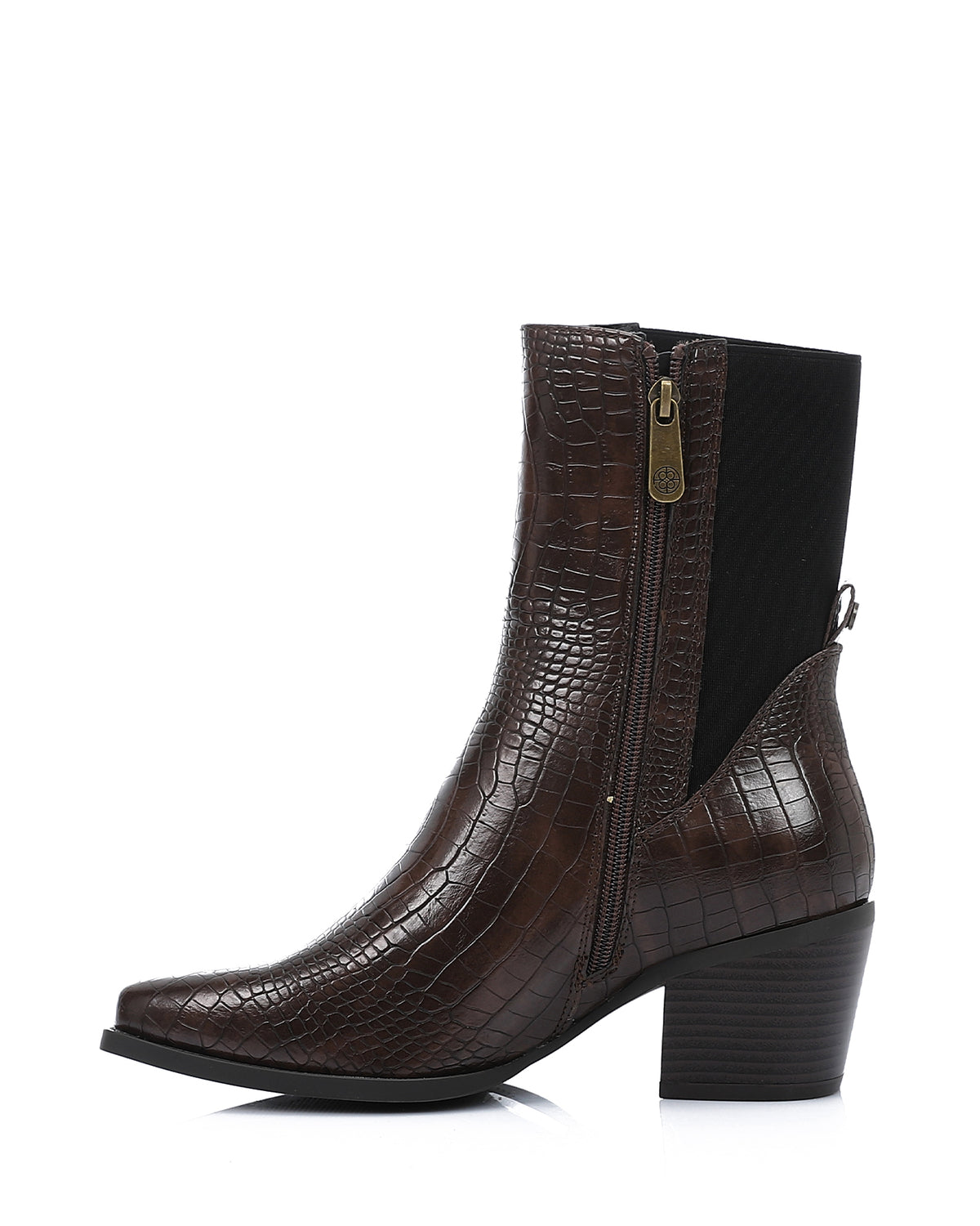 SUN-DVTV-010 Croc-Effect Leather Ankle Boots